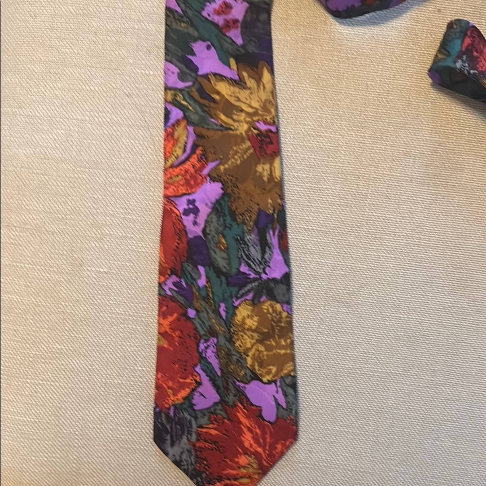 Purple and Red Floral Silk Tie